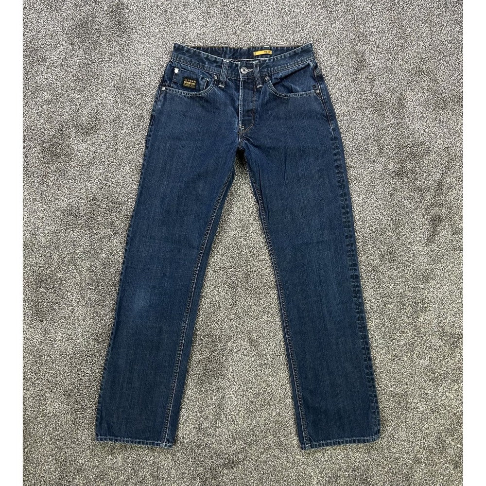 G-Star Raw 3301 Straight Leg Fit Dark Blue Denim Jeans Mens 29x34 Casual Work